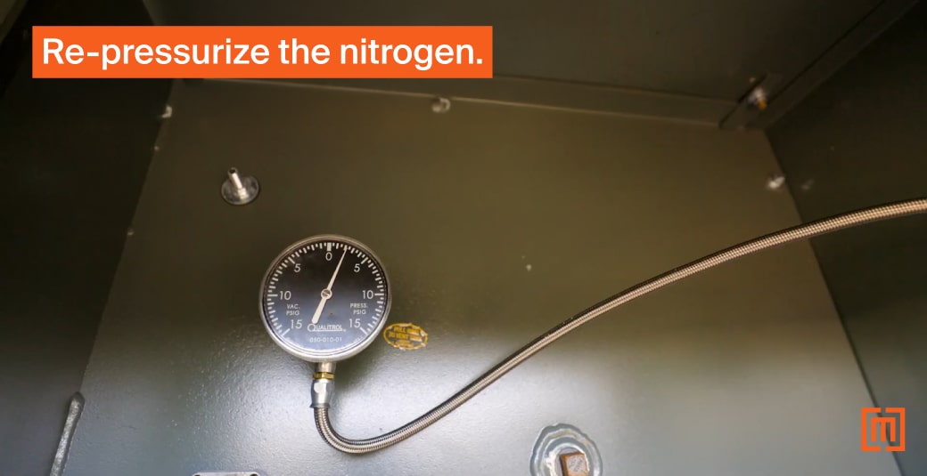 Nitrogen hose in transformer cabinet interior