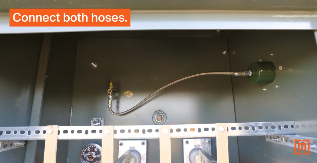 Nitrogen sample hose in padmount transformer cabinet interior