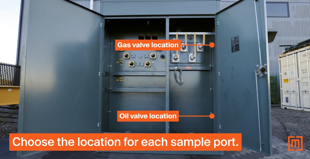 Open padmount transformer showing internal gas and oil valves