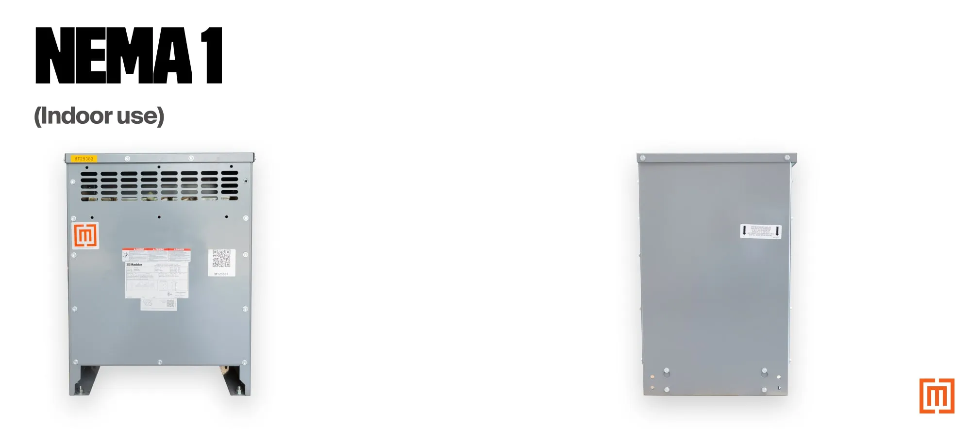 A NEMA 1 transformer enclosure for a low voltage dry-type transformer