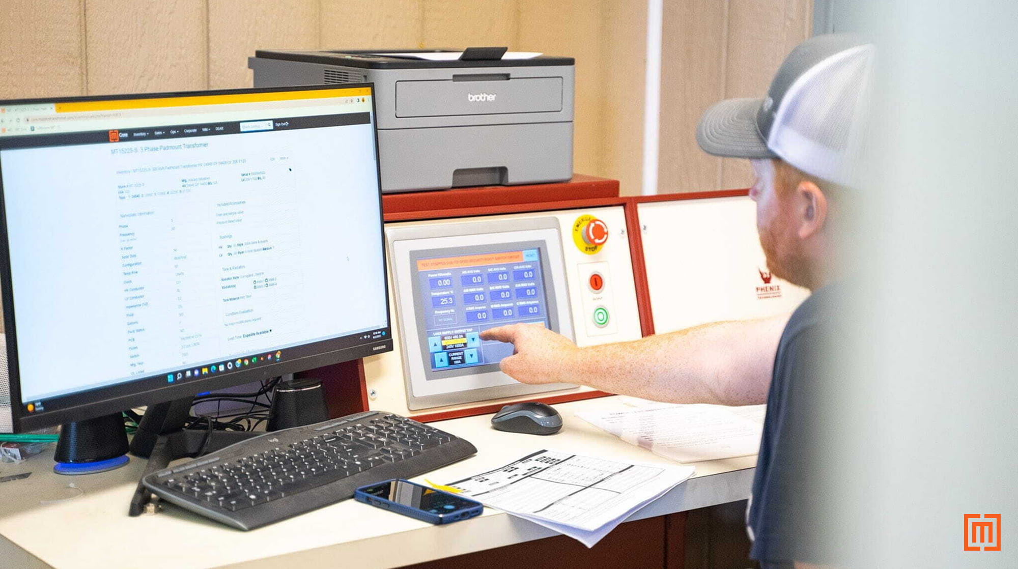 An employe performing a loss test on a transformer