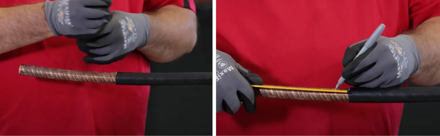 Technician leaves one inch of copper tape on a copper tape shield cable