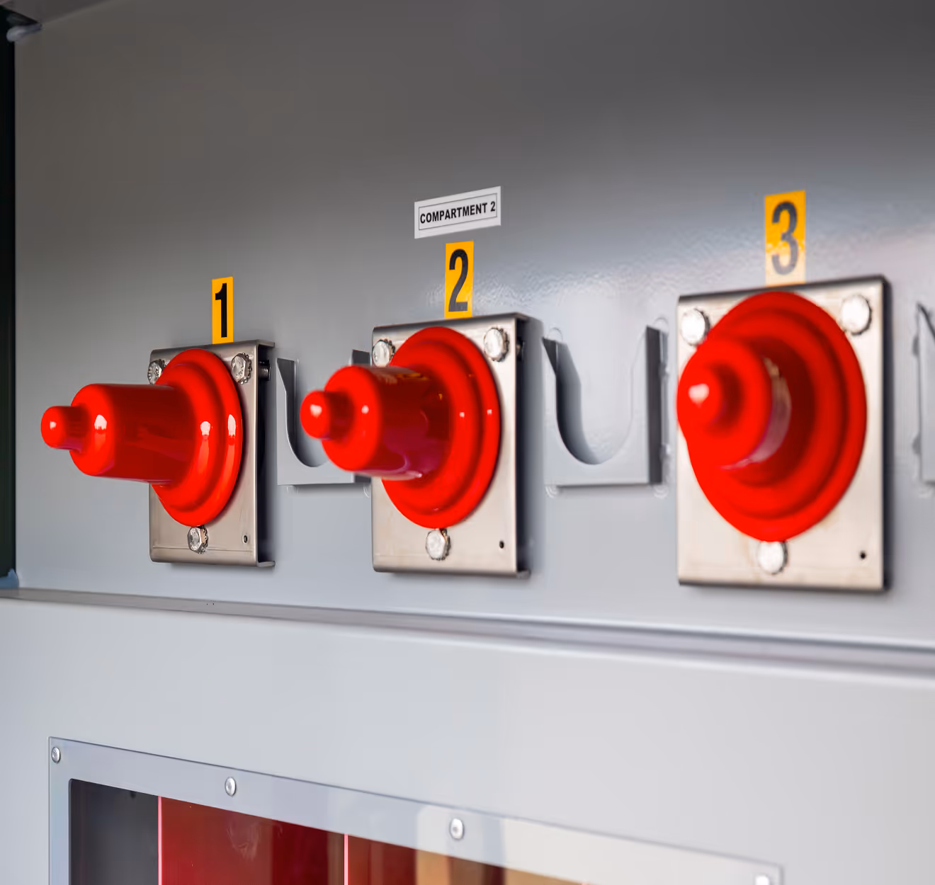 Bushings on Maddox pad-mounted switchgear
