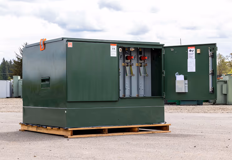Maddox pad-mounted switchgear with door open