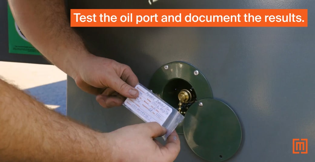 Mechanic documenting oil sample results