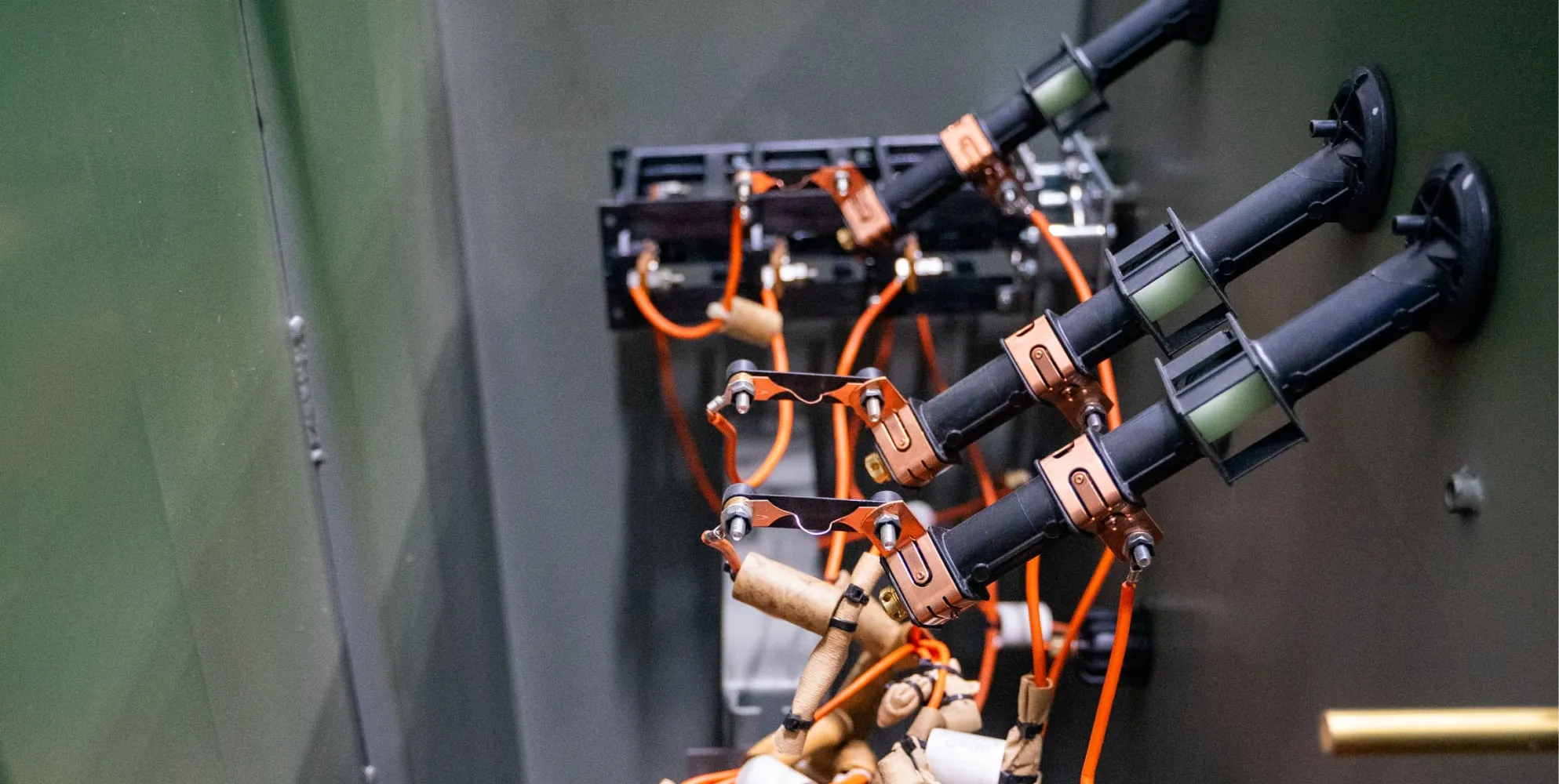 Maddox transformer tech pointing out bayonet fuses in padmount transformer
