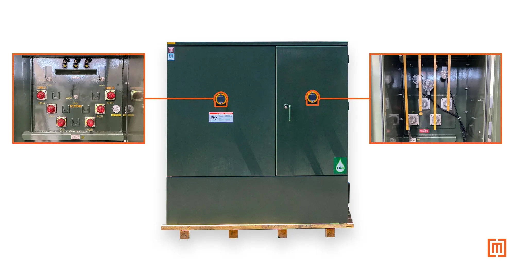 Location of IR windows on padmount