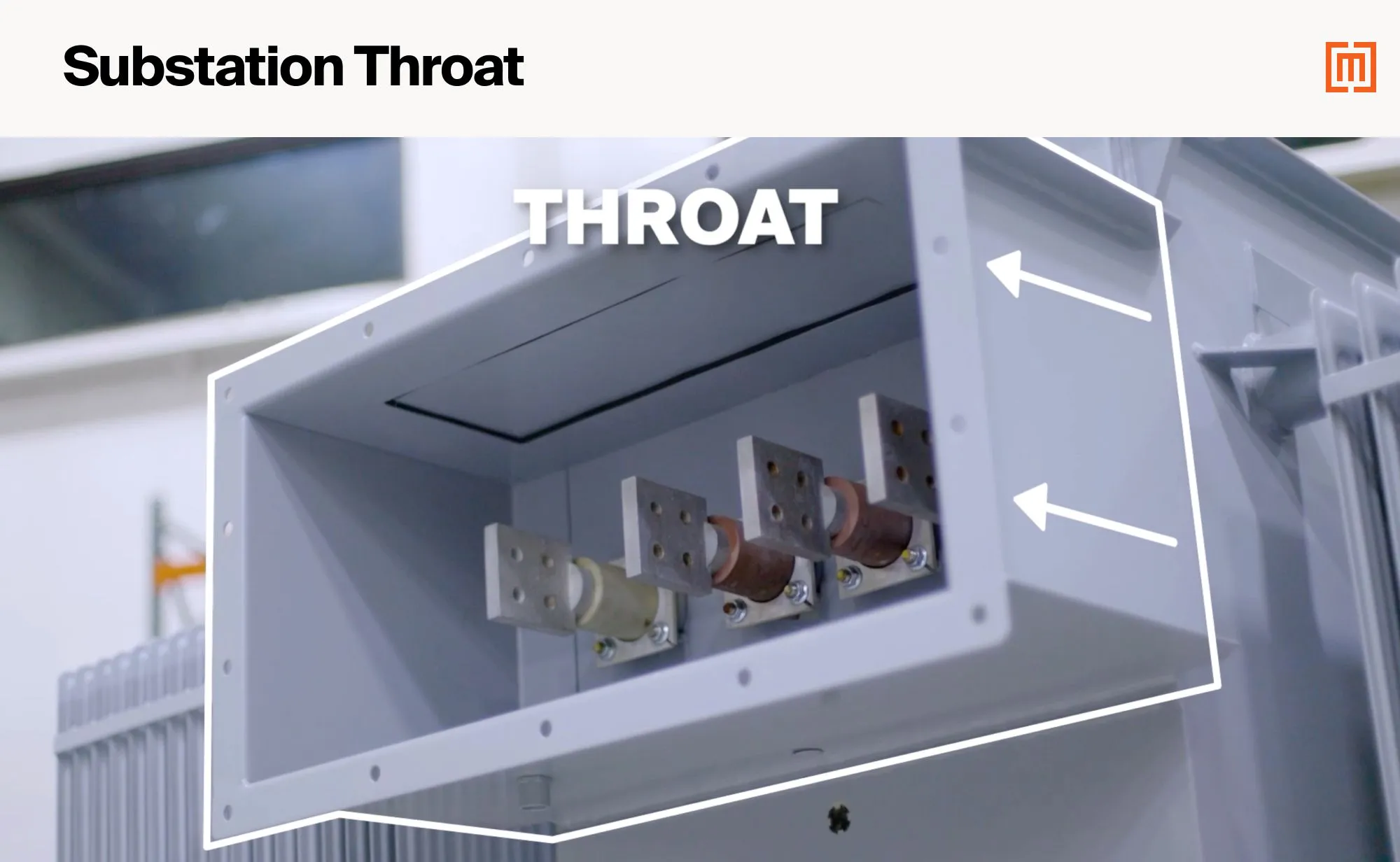 Substation transformer throat