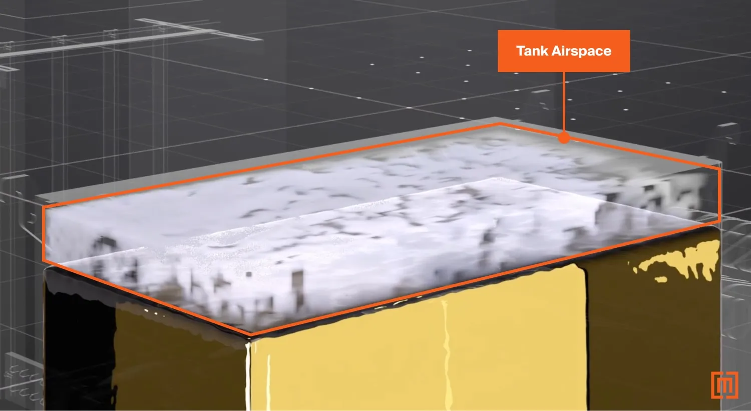 The inside of a liquid filled transformer tank showing the airspace above the oil