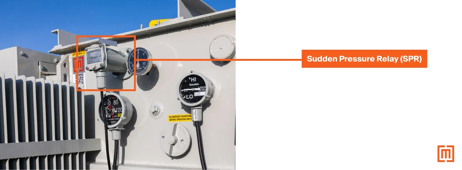 A sudden pressure relay (SPR) on a substation transformer