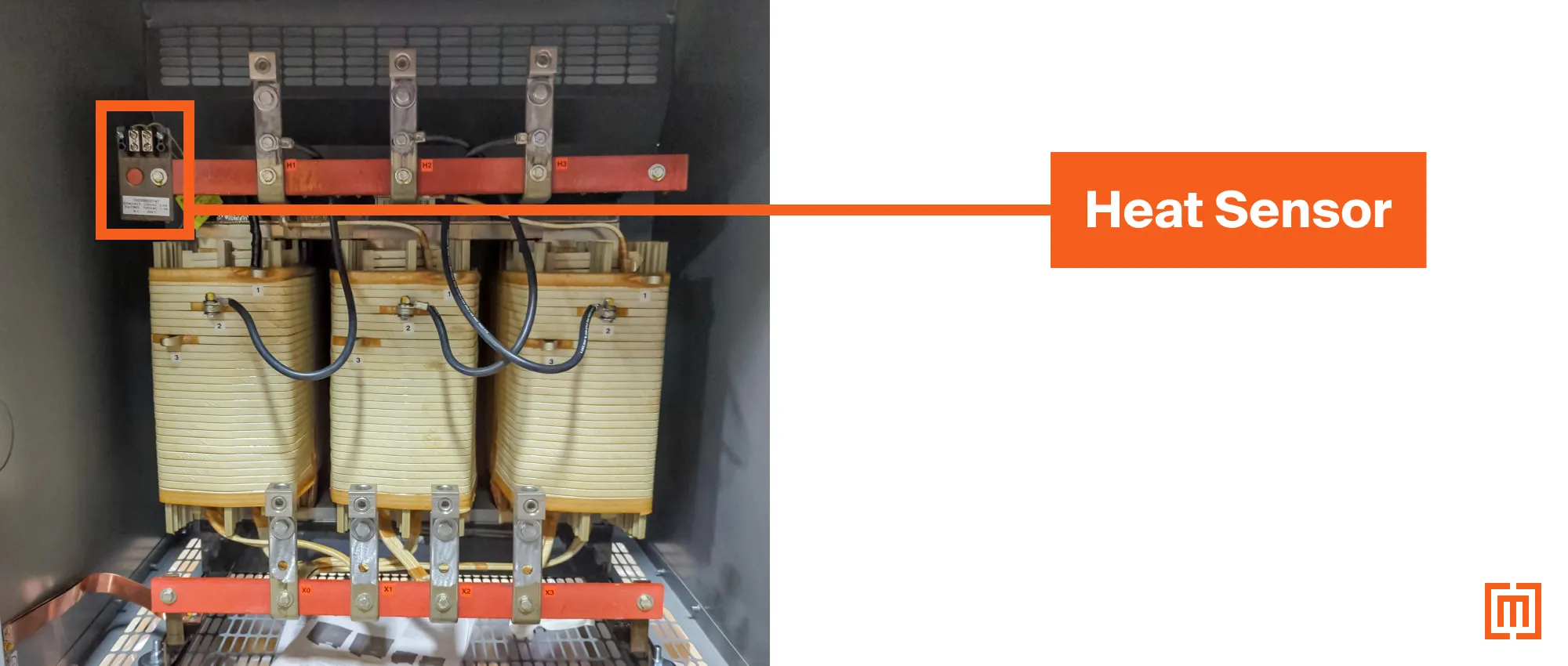 Heat sensor on a drive isolation transformer