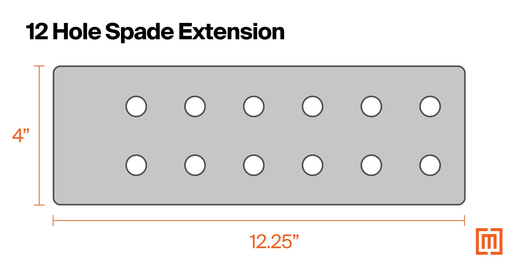 Graphic of twelve hole spade extension