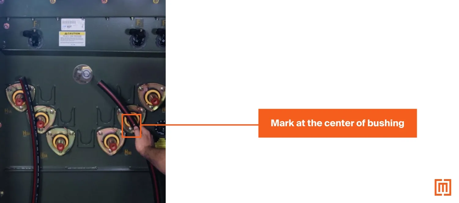 Concentric neutral cable measured and marked relative to the bushing insert