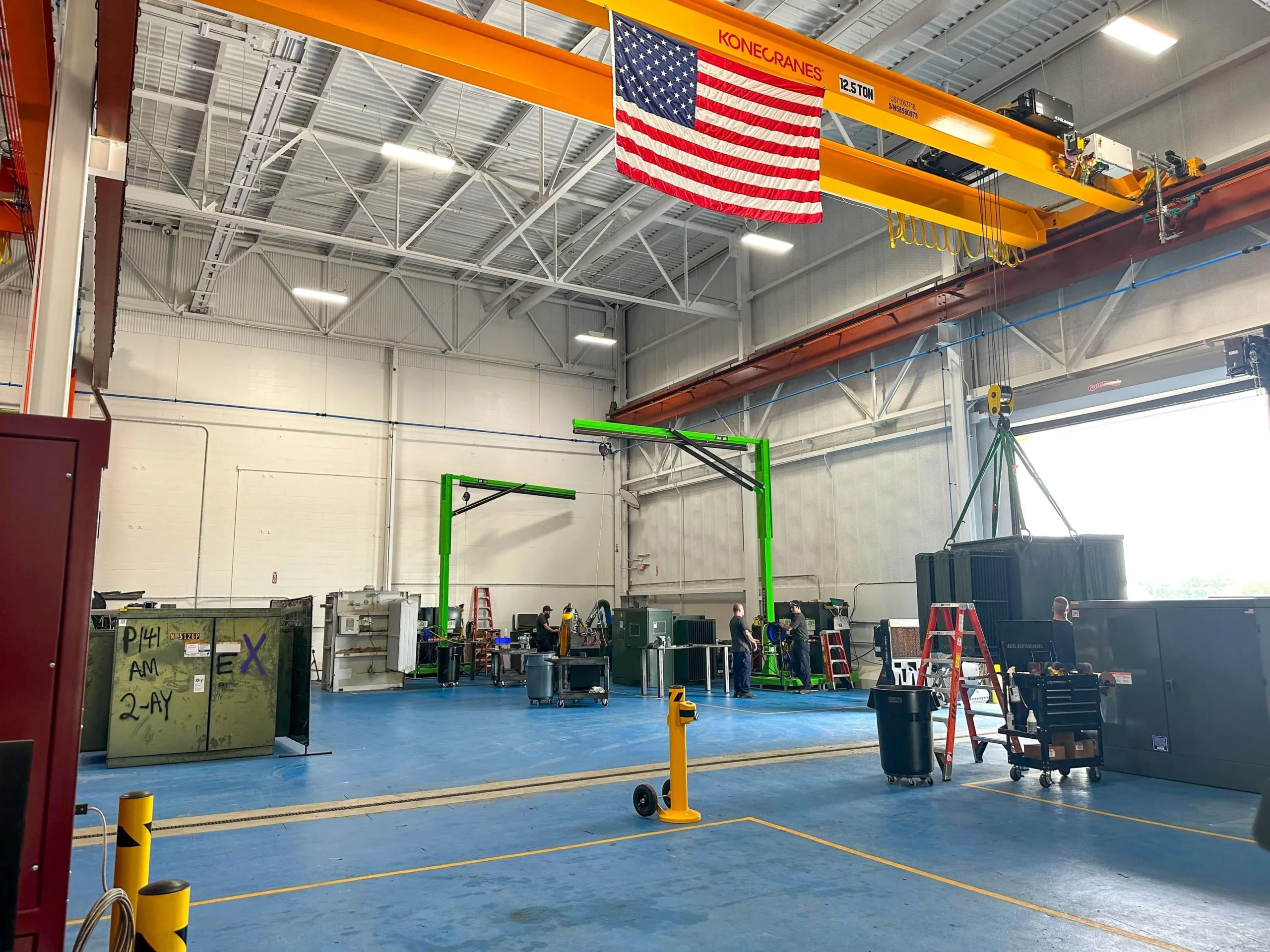 The inside of the Maddox Ohio shop location filled with padmount transformers