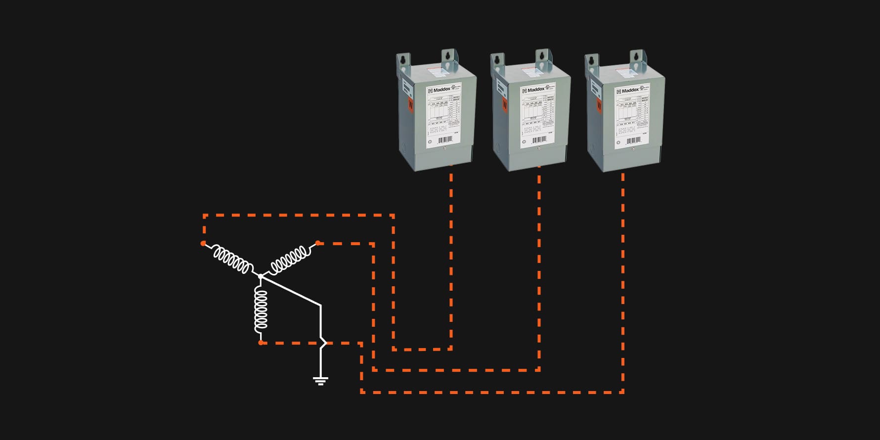 Diagram of Wye winding connected to buck boost transfomers