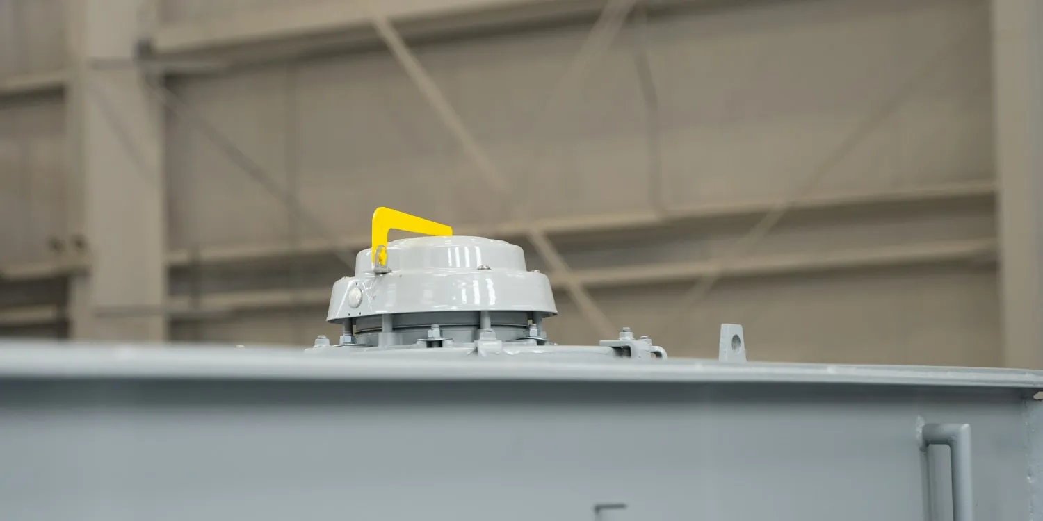 A large pressure relief device (PRD) on a Maddox substation transformer