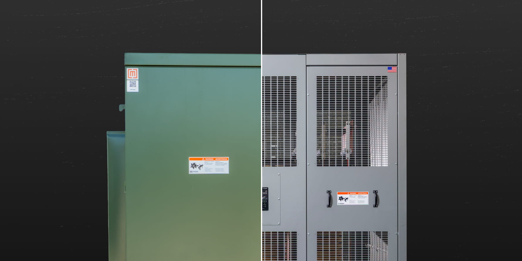 graphic of liquid-filled padmount and dry-type transformers