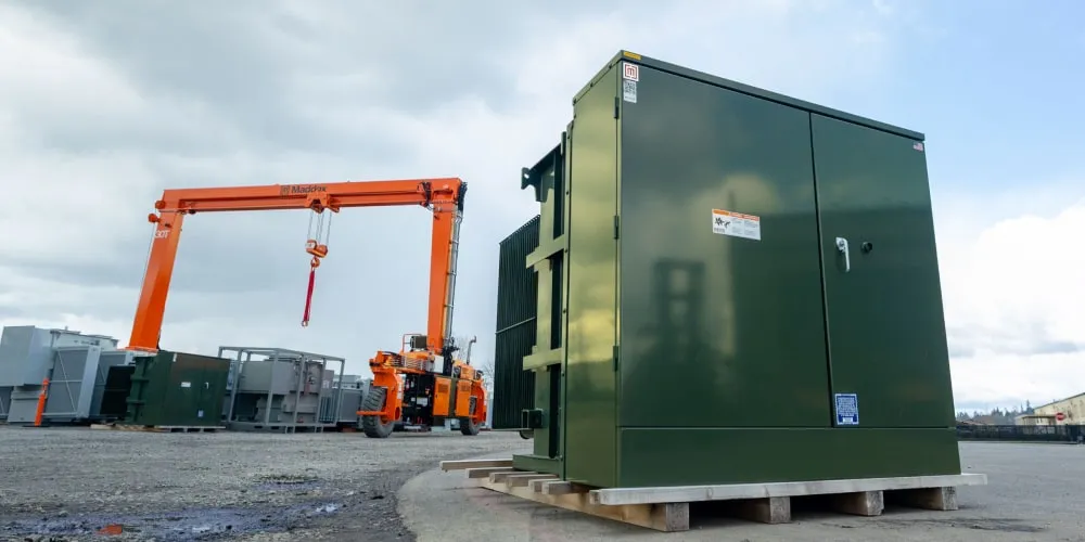 Padmount trasformers in Maddox storage yard